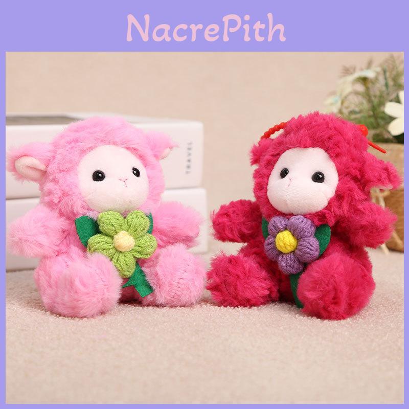 Plush Sheep Keychain With Knitted Flower Design For Girls And Women Accessories