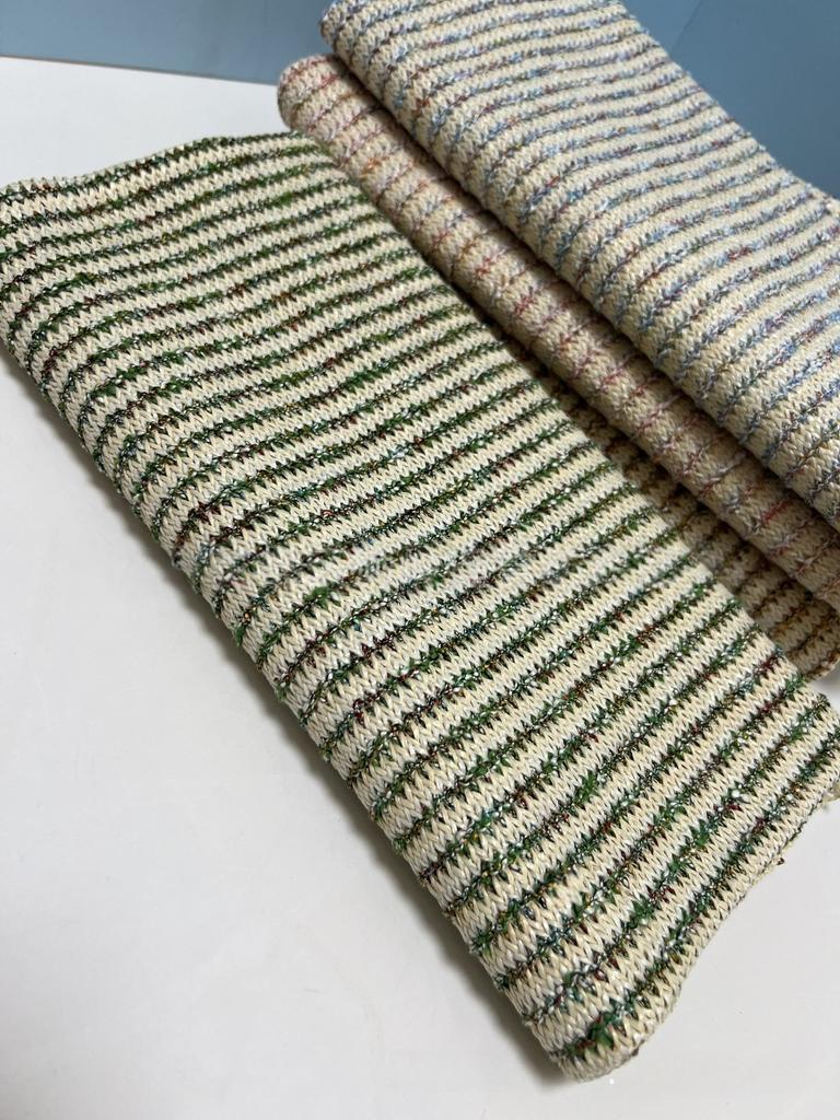 1yard Stripe PP Grass Raffia Woven Fabric PP Straw Fabric DIY Beach Straw Hand Bag Material Designer Fabric for Patchwork