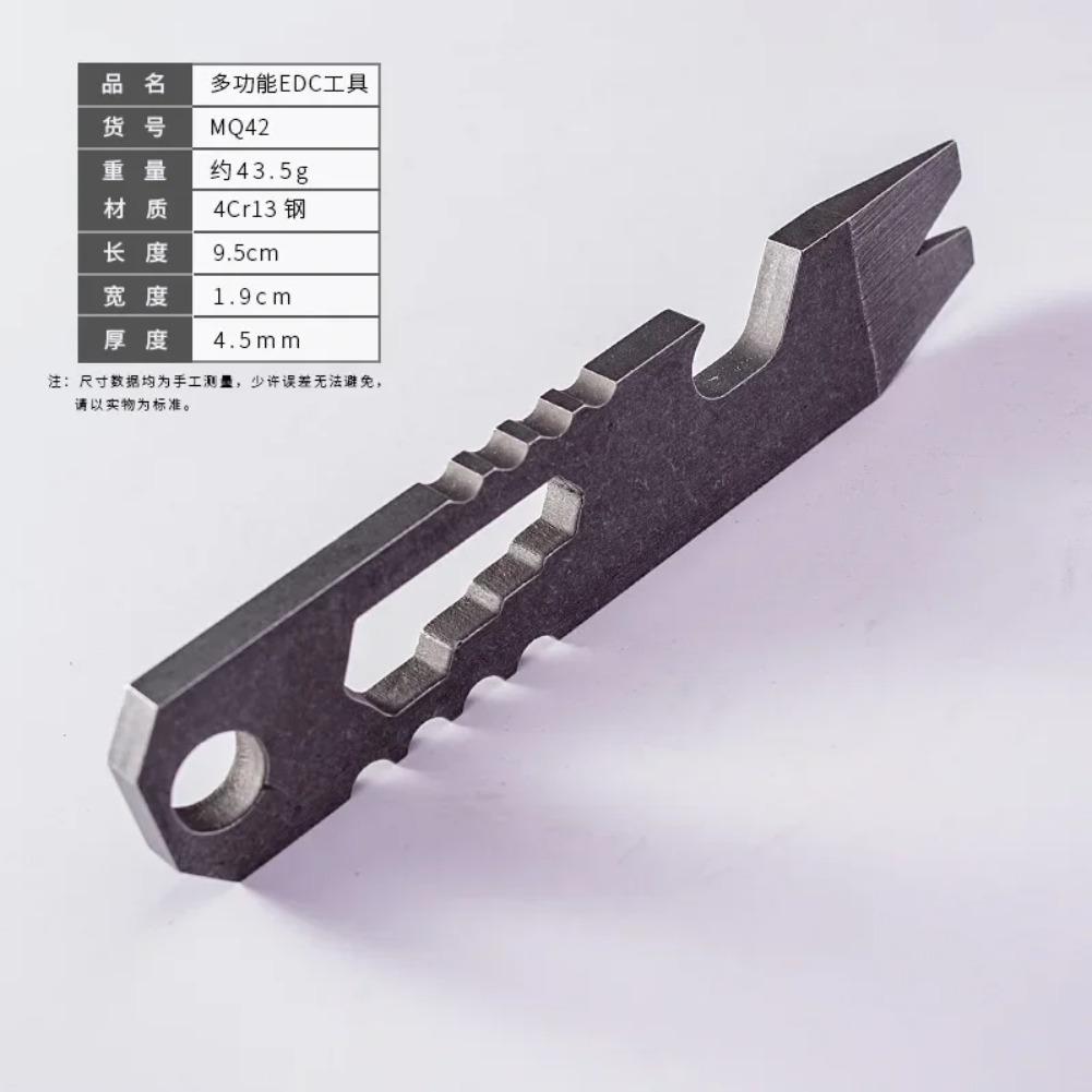 Multi-Functional Stainless Steel Mini Crowbar Keychain - Portable EDC Tool with Hex Wrench, Outdoor Survival Carry-On Tool