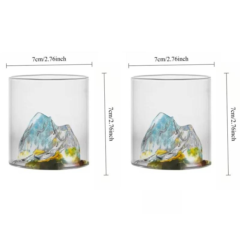 2 Stück Party Luxus Mehrfarbige Glasbecher Personalisierte Trinkgläser Eisbergförmiger Glasbecher Kreativer Berglandschafts-Tassen