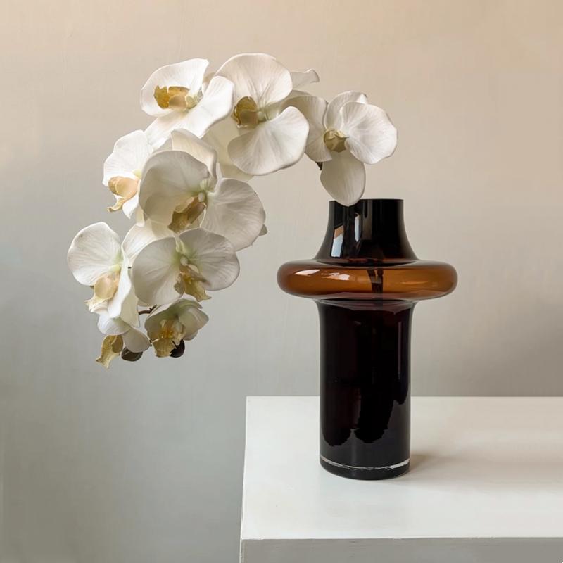 Glass Vase Geometric Arc Shape Transparent Coffee Colored Vase Flower Arrangement Terrarium Home Decoration Accessories