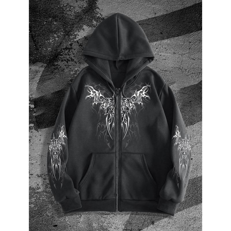 Felpa con cappuccio e zip Design Originale Stile Dark più venduta, Felpa con cappuccio e zip Tendenza Moda Streetwear alla moda