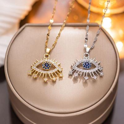 Europäische & Amerikanische Teufelsauge Blaue Zirkon Schlüsselbein Kette Halskette: Luxuriöse Damenmode mit elegantem High-End-Appeal