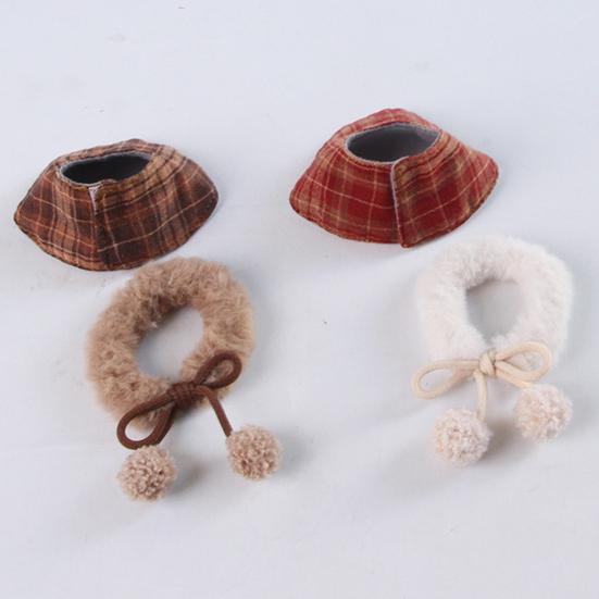 Hamster Cape And Furry Collar Scarf Set Vintage Plaid Small Animals Cosplay Apparel for Chinchilla Guinea Pig Rabbit Parrots African Greys Parakeet