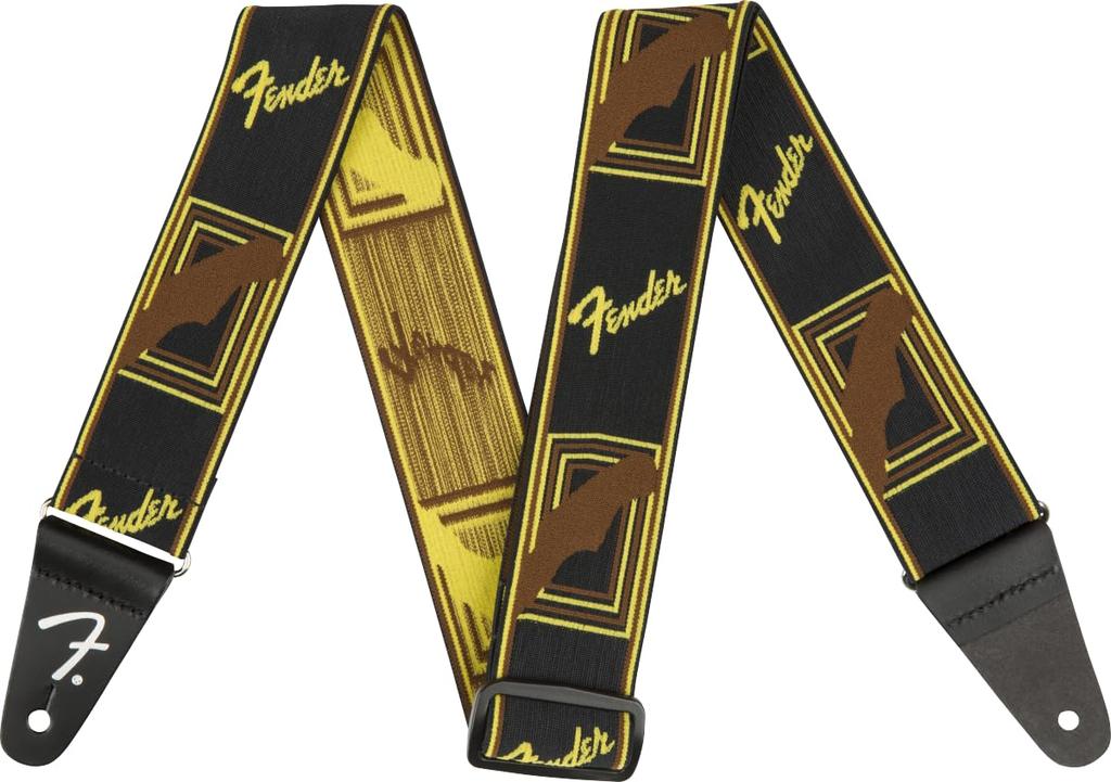 Fender Mono Weighless™ 2" Strap, Black/Yellow/Brown