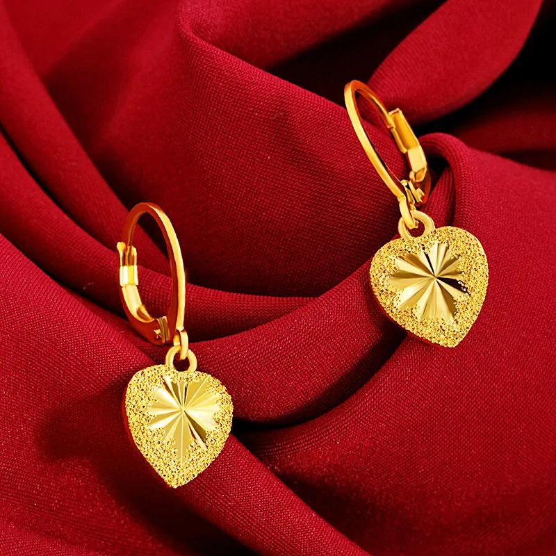 Heart Pikun Flower 24K Gold Plated Earrings or Necklace Pendant Jewelry Women Gifts for Her