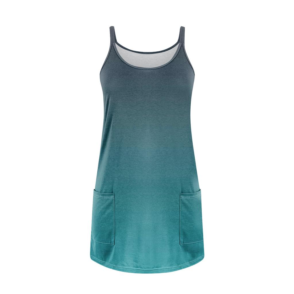Women's Summer Casual Straps Sundress With Pockets Short Beach Vacation Tank Dresses