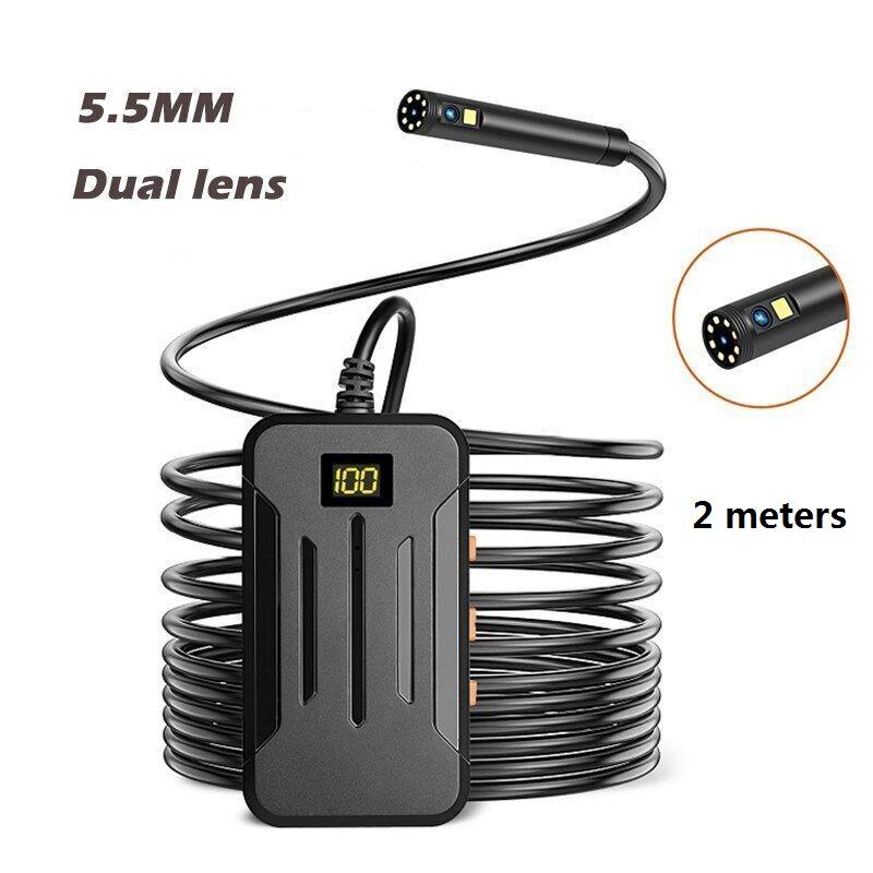 

5.5mm Industrial WIFI Endoscope HD1080P 9LED Dual Lens Camera Car Inspection Borescope IP68 Waterproof 2600mAh Rigid Cable
