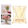Gold Plate Metal Hollow Candle Holder, Decorative Flower Vase, Tea Stand Candlestick