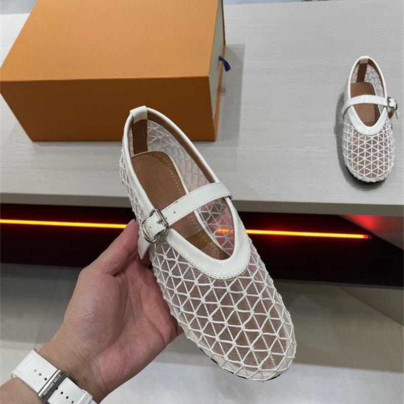 Fashion 2025 Summer Fashion Hollow Out Weave Women Ballet Flats Comfortable Soft Soles Mesh Mary Janes Walking Loafers Girls Dance Shoes