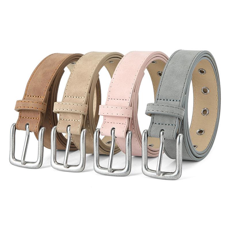 Frosted Texture Wear-Resistant Pin Buckle Belt, Women'S Outer With Retro Literary And Artistic Style High-End Pu Belt