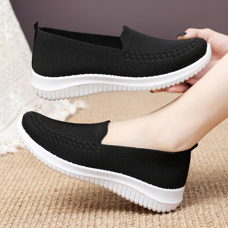 Women Loafers Flat Shoes Comfortable Knitted Cotton Slip-ons Luxury Shoes Women Ballet Shoes Women Shoes Senior Shoe Fashionable