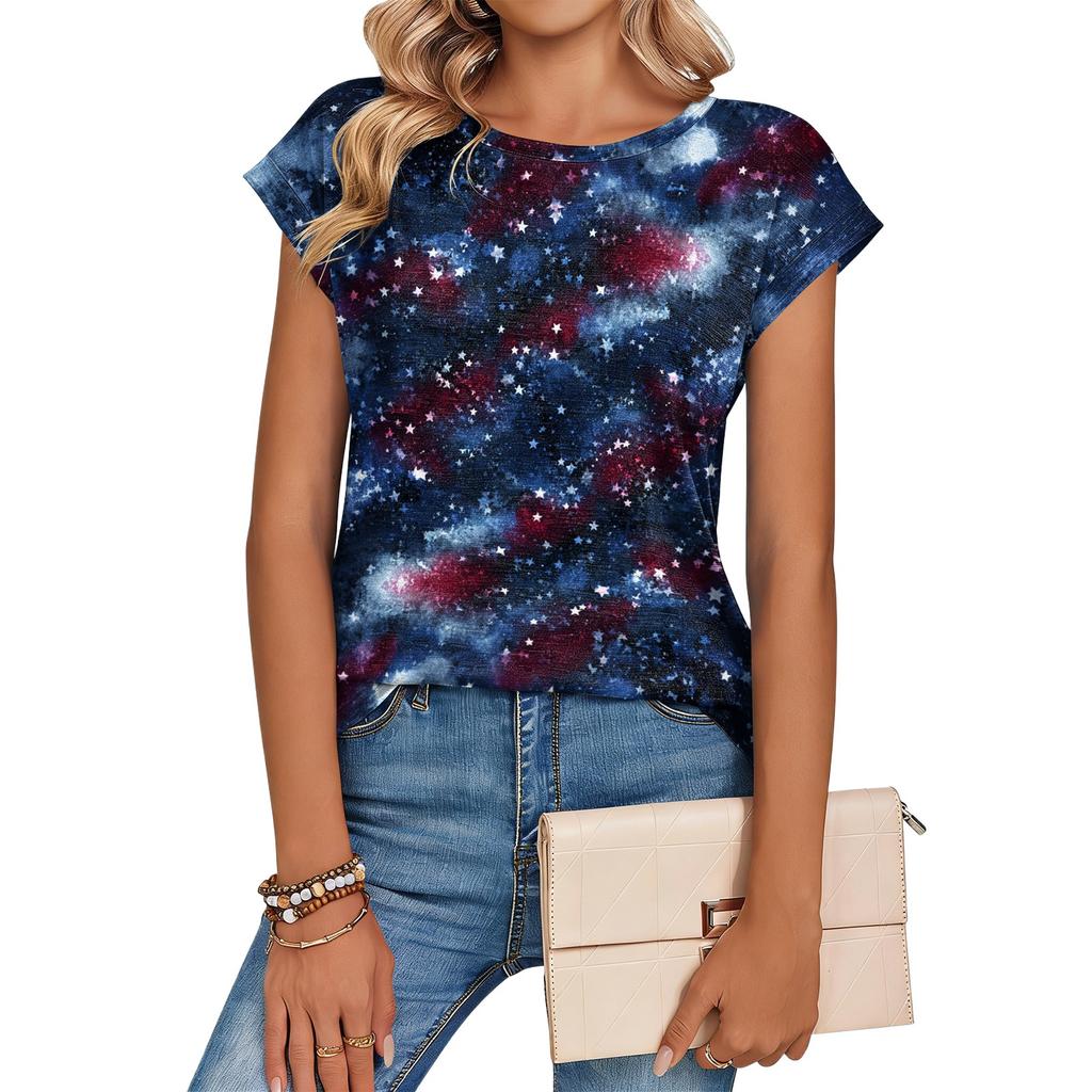 Women's Loose-Fit Fashionable Casual Retro Print T-Shirt