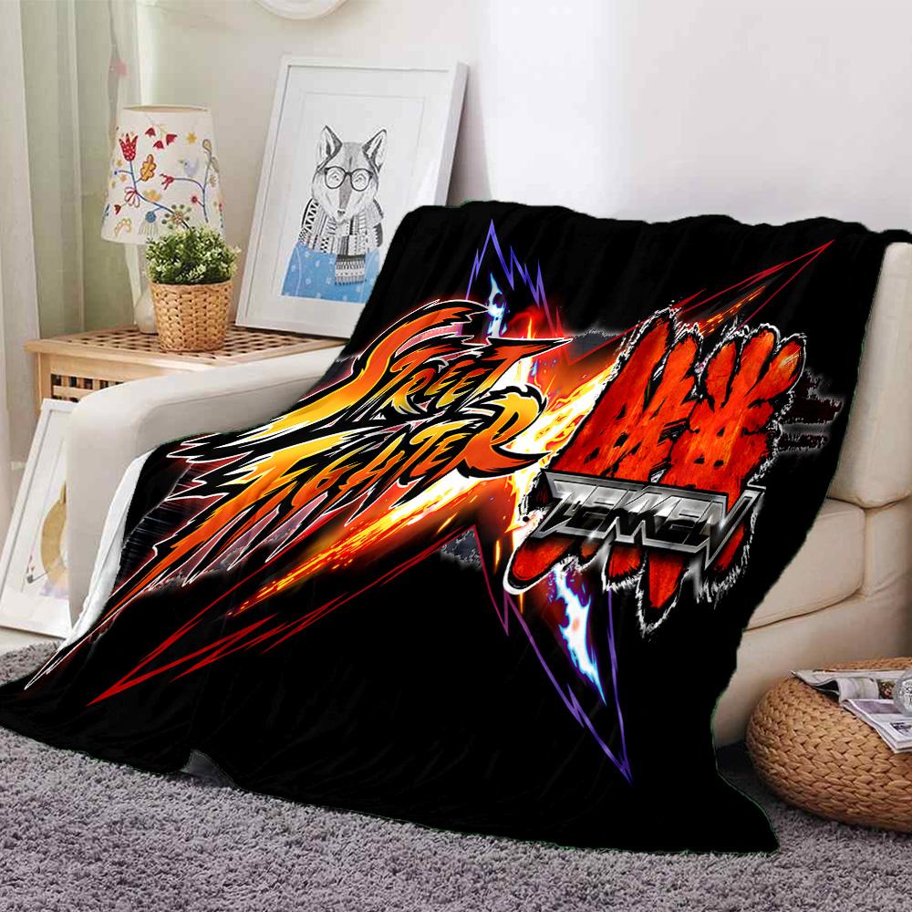 Street Game Characters Flannel Blanket, Soft Polyester, Modern Design, All-Season for Camping, Travel, Gifts for Holidays or Birthdays