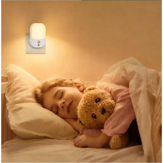 LED Night Lights Plug Into Wall, Dusk To Dawn Light Sensor Activated Dimmable Night Light, LED Nightlights Adjustable Brightness (Warm White) for