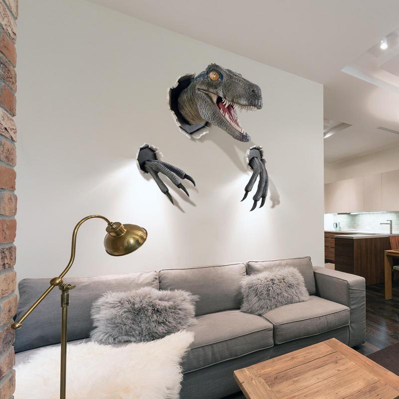Dinosaur Wall Mounted Sculpture 3D Wall Bursting Hanging Dinosaur Head Resin Dinosaur Head With Claws Home Decor