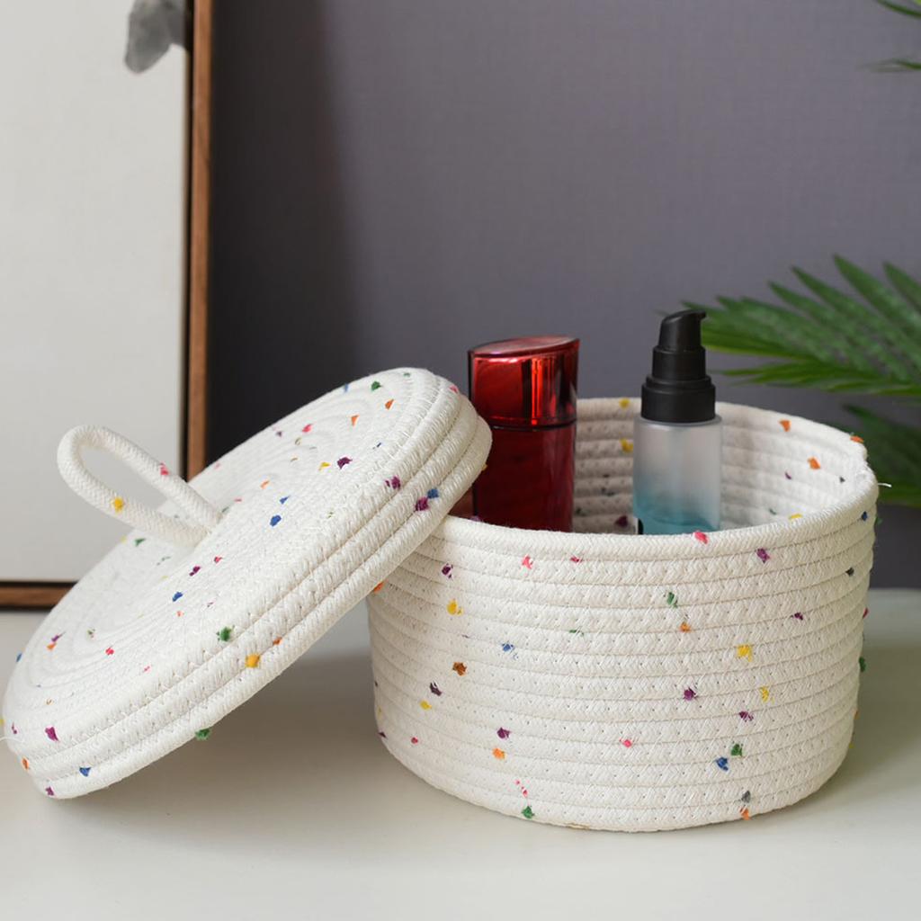 Cotton Rope Storage Basket Organizer Box for Makeup Snacks Desktop Multifunctional Stackable Handwoven Home Decor