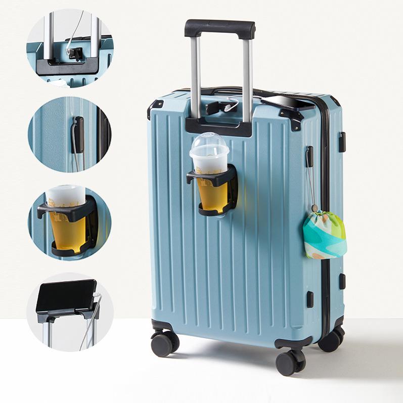 Durable Multifunctional Luggage with Cup Holder, Combination Lock, Rechargeable Features, and Large Capacity for Men and Women