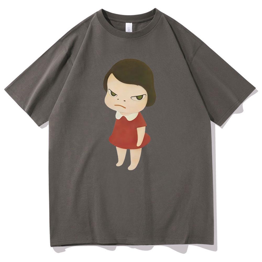Yoshitomo Nara Red Dress Girl Graphic Print Tshirt Men Women Fashion Cartoon Harajuku Tshirts Male Cute Funny Oversized T Shirt