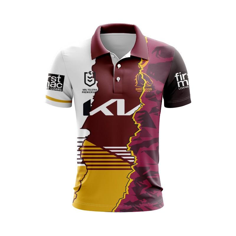NRL Brisbane Broncos Womens Rugby T-Shirt Polo Tank Top Kids Sports Casual Shirt