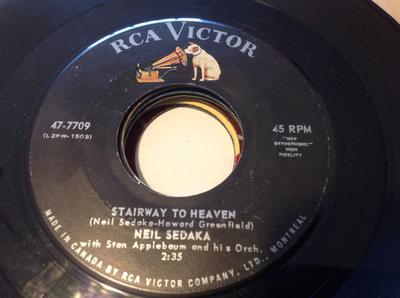 7inch Record NEIL SEDAKA STAN APPLEBAUM  HIS O  Stairway To Heaven  Forty Winks Aw 477709 RCA VICTOR 1960 Canada Rock Used