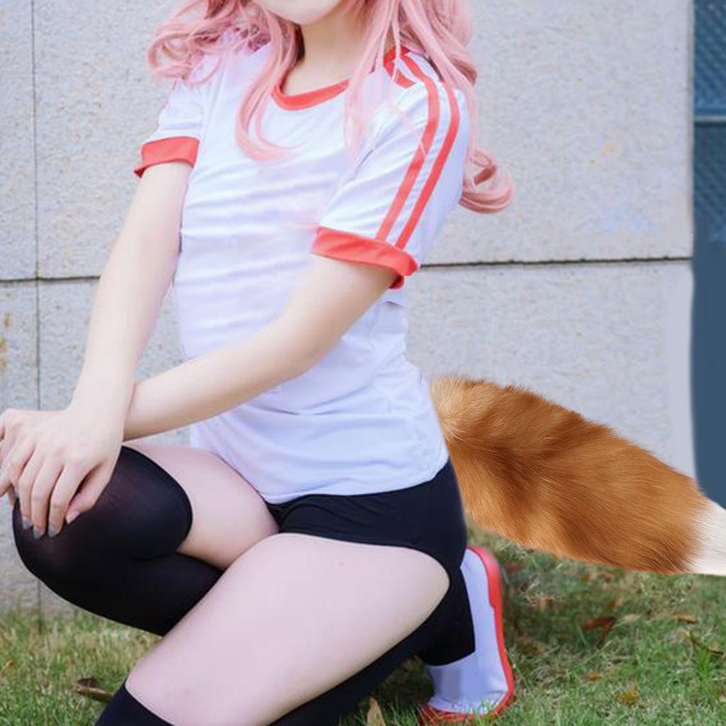 Soft Long Tail Foxes Tail Adjustable Belt Foxes Costume Tail Handmade Animal Tail Decorations for Halloween Party