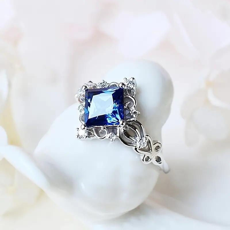 Wish Hot Sale Blue Synthetic Zircon Ring, Stylish Women's Holiday Pattern Ring