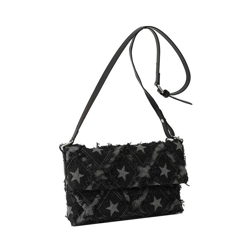 

Denim bag 2025 new Korean version of fashion diamond small fragrant style women s casual shoulder crossbody small square bag tide чёрный