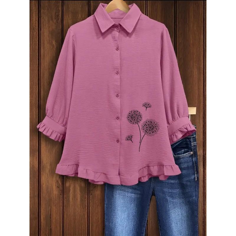 QICED Women's Fashion Casual Long Sleeve POLO Neck Blouses & Shirts Casual Chic
