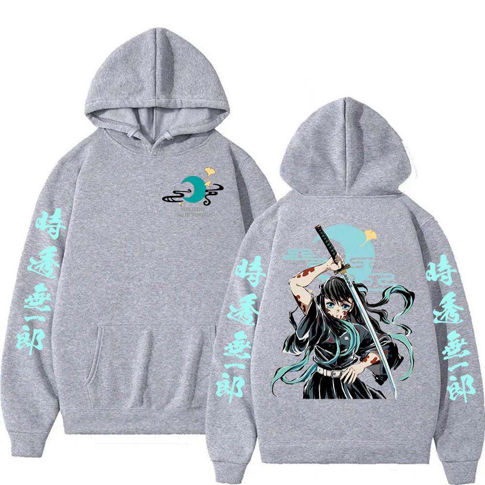Anime Demon Slayer Muichiro Tokito Imprimé Sweat à capuche Homme Femme Décontracté Manches Longues Sweat-shirt Oversize Pull à Capuche de Haute Qualité