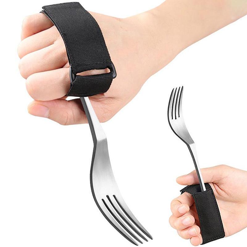 Aid Utensil Cuff Holder Strap Elastic Eating Assistance Cuff Spoons Forks Knife Fixing Band For Patients Elderly And Disabled