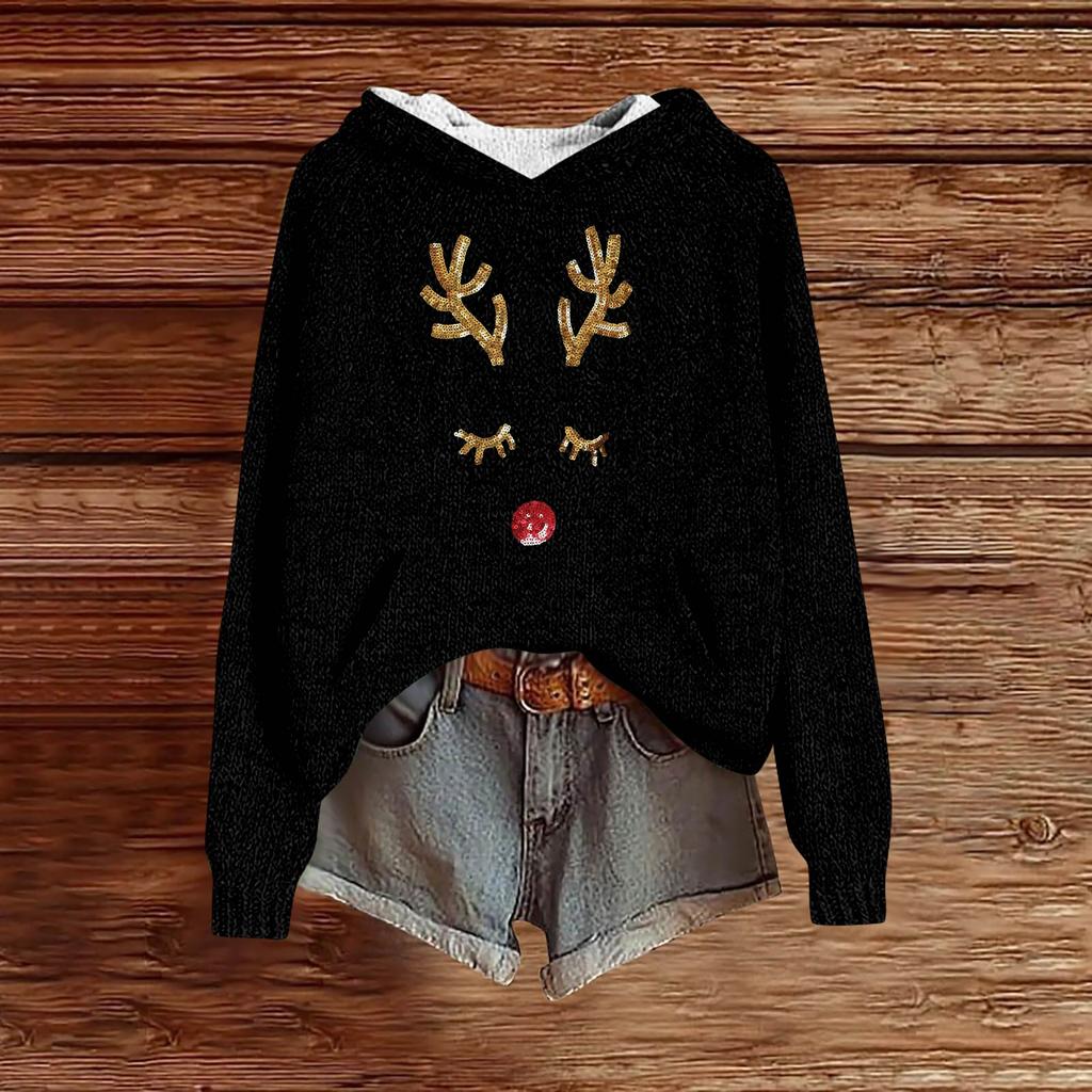 Sweatshirts For Women Knit Sweater Cute Shirt Fall Pullover Hooded Sweatshirt