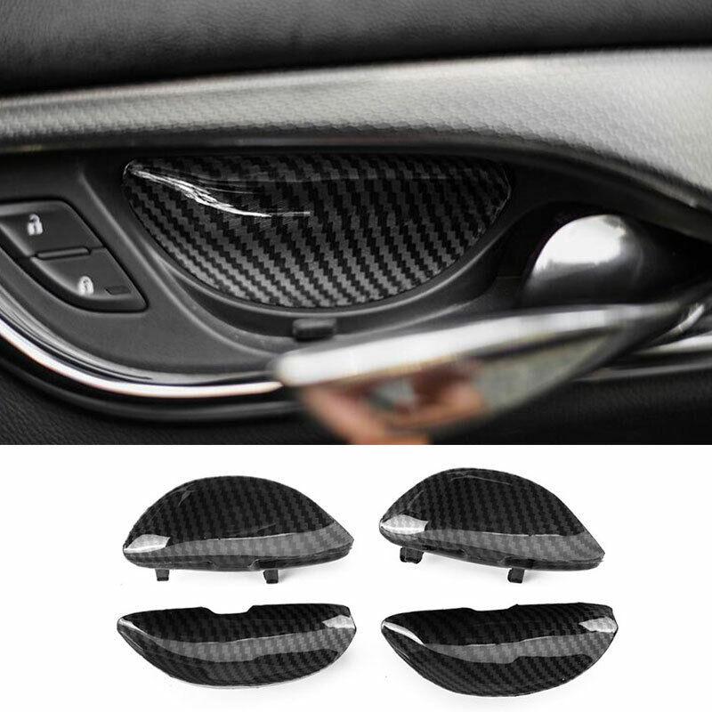 Fit For Cadillac XTS 2013-2019 Carbon Fiber Interior Door Bowl Cover Trim 4pcs