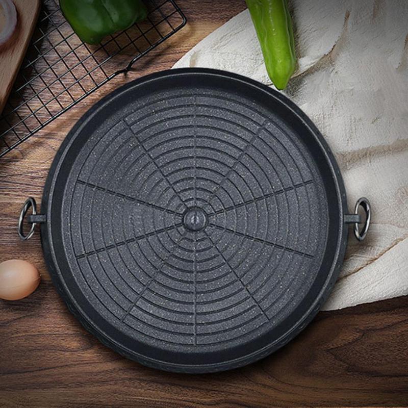 

32Cm Maifan Stone Charcoal Grill Pan Round Outdoor Picnic Garden Party Terrace Beach Korean Bbq Plate Non-Stick Aluminum Tray чёрный
