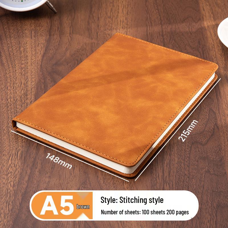 A5 Sheepskin Soft Leather Notebook – Customizable, Logo Printable, Thick Business Office Design