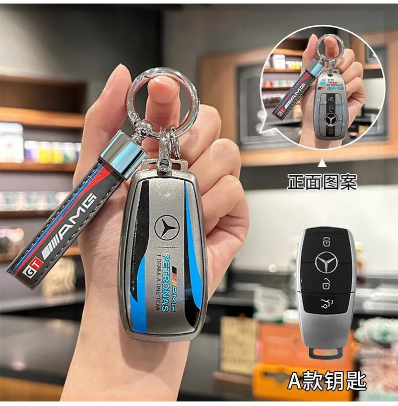 Grey TPU Car Remote Key Case Cover Shell Bag For Mercedes Benz A C E S G Class GLC CLE CLA GLB GLS W177 W205 W213 W222 X167 AMG RW7