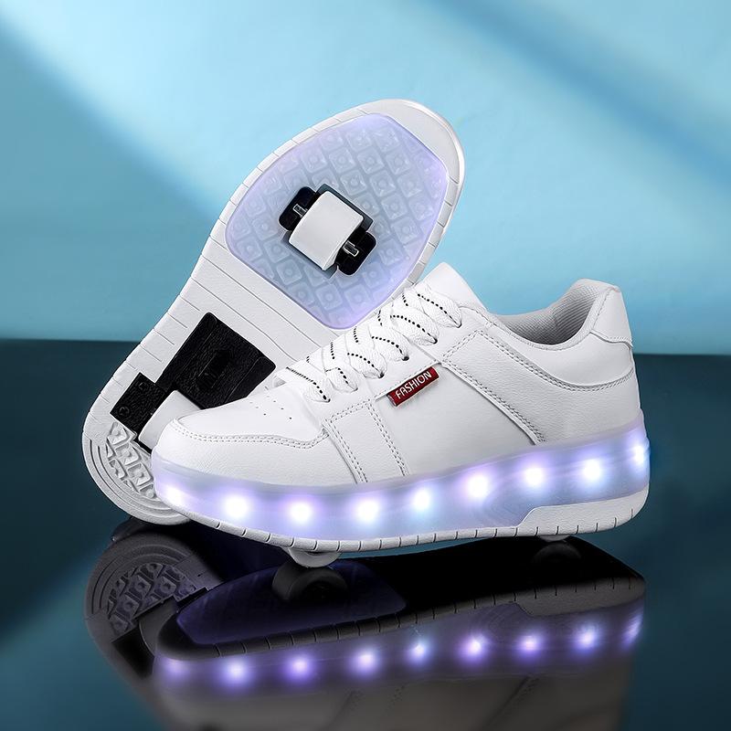 2 Wheel Roller Skates for Boys and Girls Inline Skate Shoes 2 in 1 Removable Pulley Skate Skating Children's Ice Skating Shoes