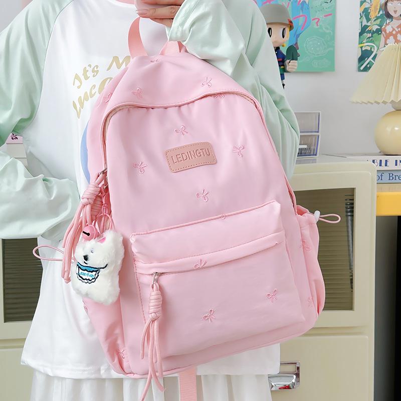 Japanese Ins High School Student Schoolbag Female, Junior High School Student College Backpack Solid Color College Student Simple Versatile Backpack
