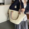 Large Capacity Commuter Straw Bag Women'S Trend Hand Carry Woven Bag Beach Vacation Shoulder Tote Bag