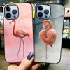 Animal Flamingo Case For Iphone 14 13 11 12 Pro Max Mini Xs Xr X 7 8 6s Plus Se 2022 Tempered Glass Cover Coque Shell Funda