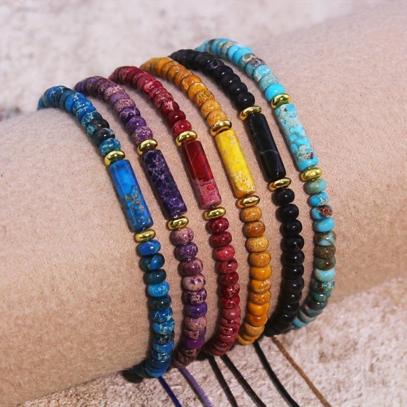 Jednowarstwowa pleciona bransoletka z królewskimi kamieniami szlachetnymi, naturalny luksus, unikalny minimalistyczny design modowy