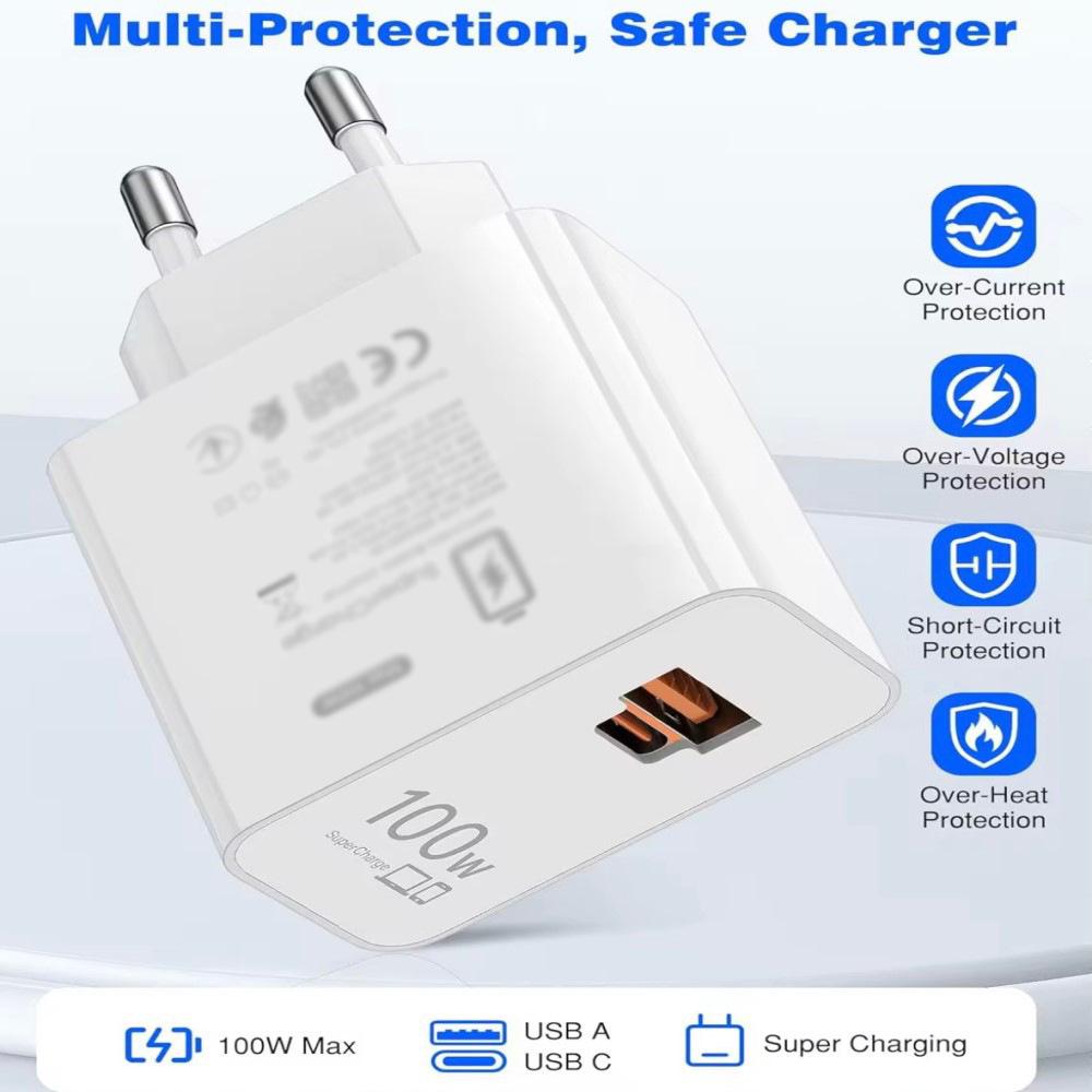 100W Dual-Port Super Fast Charger for Huawei Honor Mate60 Pro/Pura70Pro