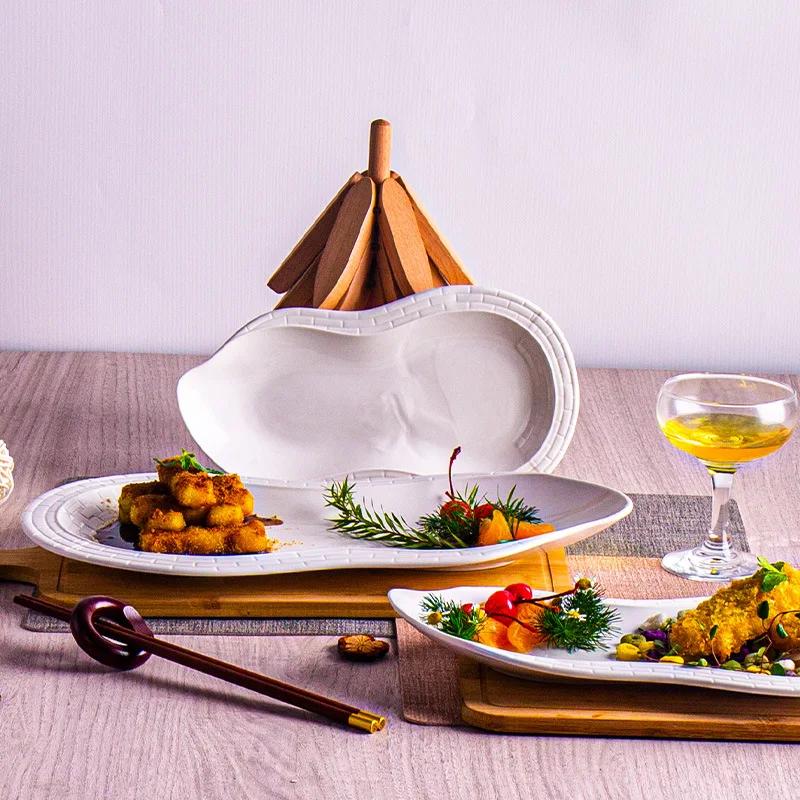 Hotel ceramic tableware gourd barbecue flat plate pasta steak white cold dish fusion dish Chinese restaurant