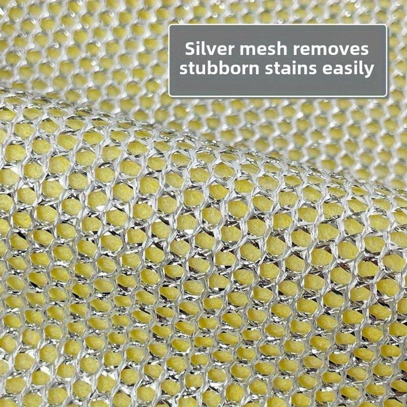New Upgrade Double Sided Silvery Wire Coconut Shell Cleaning Cloths, Steel Wire Dishwashing Rag, Reusable Cleaning Cloths, Kitchen Cleaning Cloth