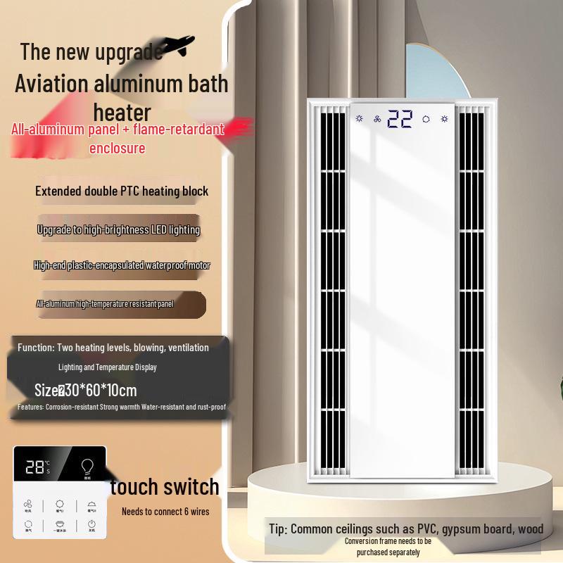 Shenhua Integrated Bathroom Ceiling Heater Fan with Dual Warmth, Lighting, and Exhaust Features