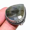 Natural Labradorite Gemstone Handmade 925 Sterling Silver Ring Size 10 H7G95