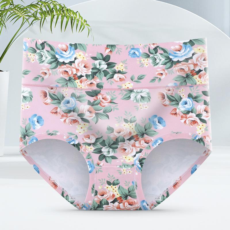 Damen High-Waist bedruckte Dreiecksslips mit Graphen antibakteriellem Baumwollzwickel - Sexy, atmungsaktive, Bauchkontroll-Unterwäsche