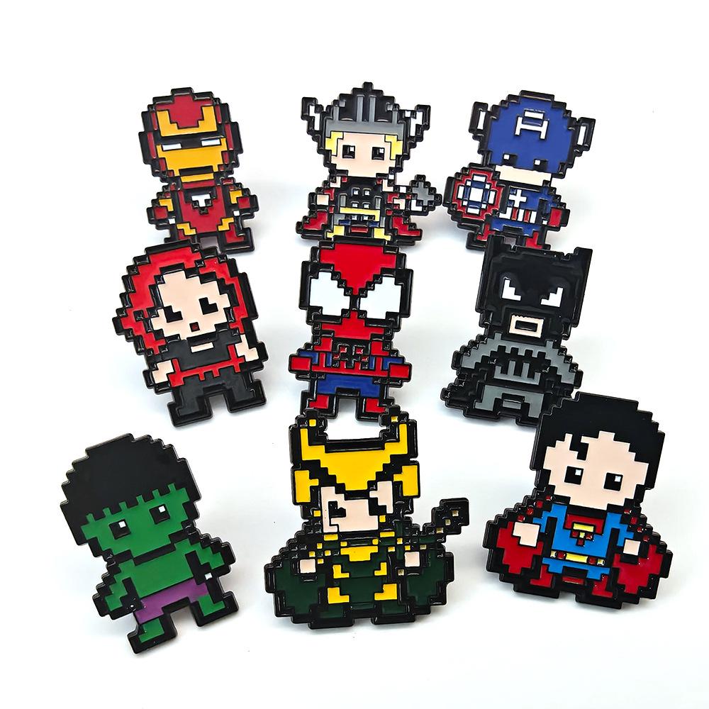 Pixel Avengers Brooch: Creative Spider-Man & Iron Man Superhero Badge