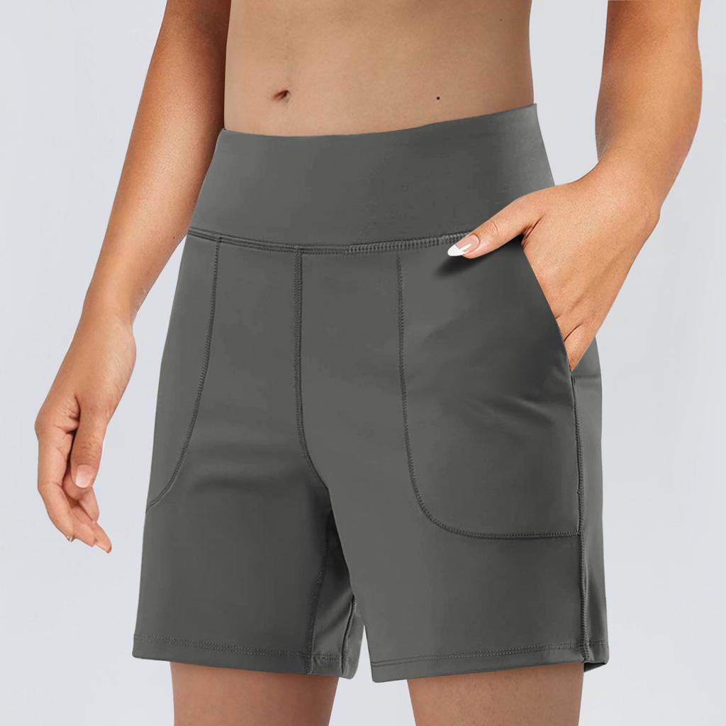 Pantaloni scurti de alergare pentru damă, pentru antrenament, stratul sport, pantaloni scurți activi cu buzunare