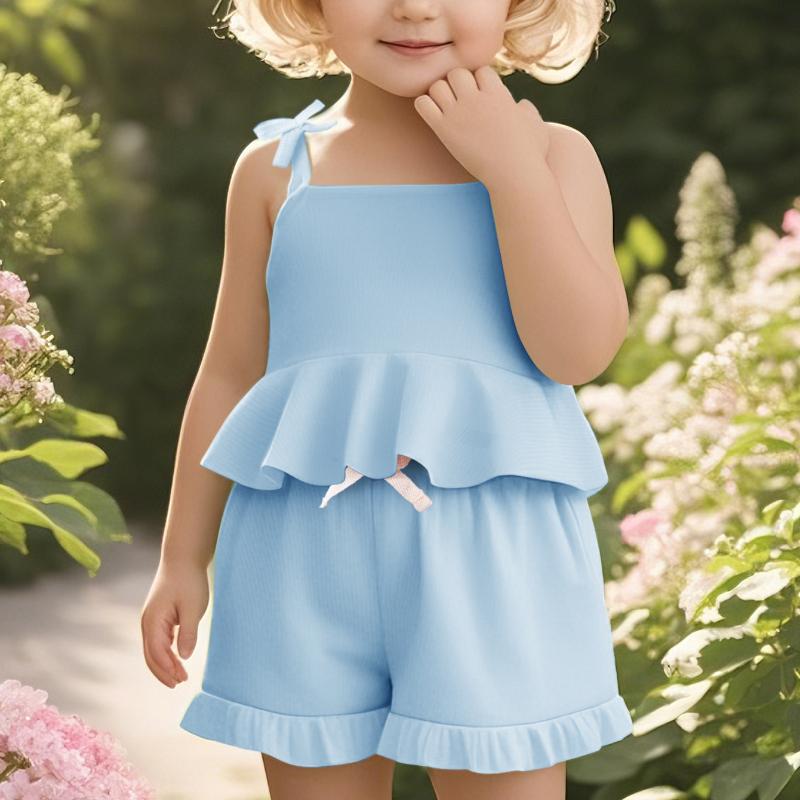 Dziewczęce spodenki typu halter Casual Set 2025 Letni zestaw dziecięcy